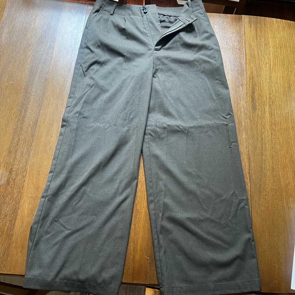 Madewell Olive Harlow Wide-Leg Trouser in Brushed Twill